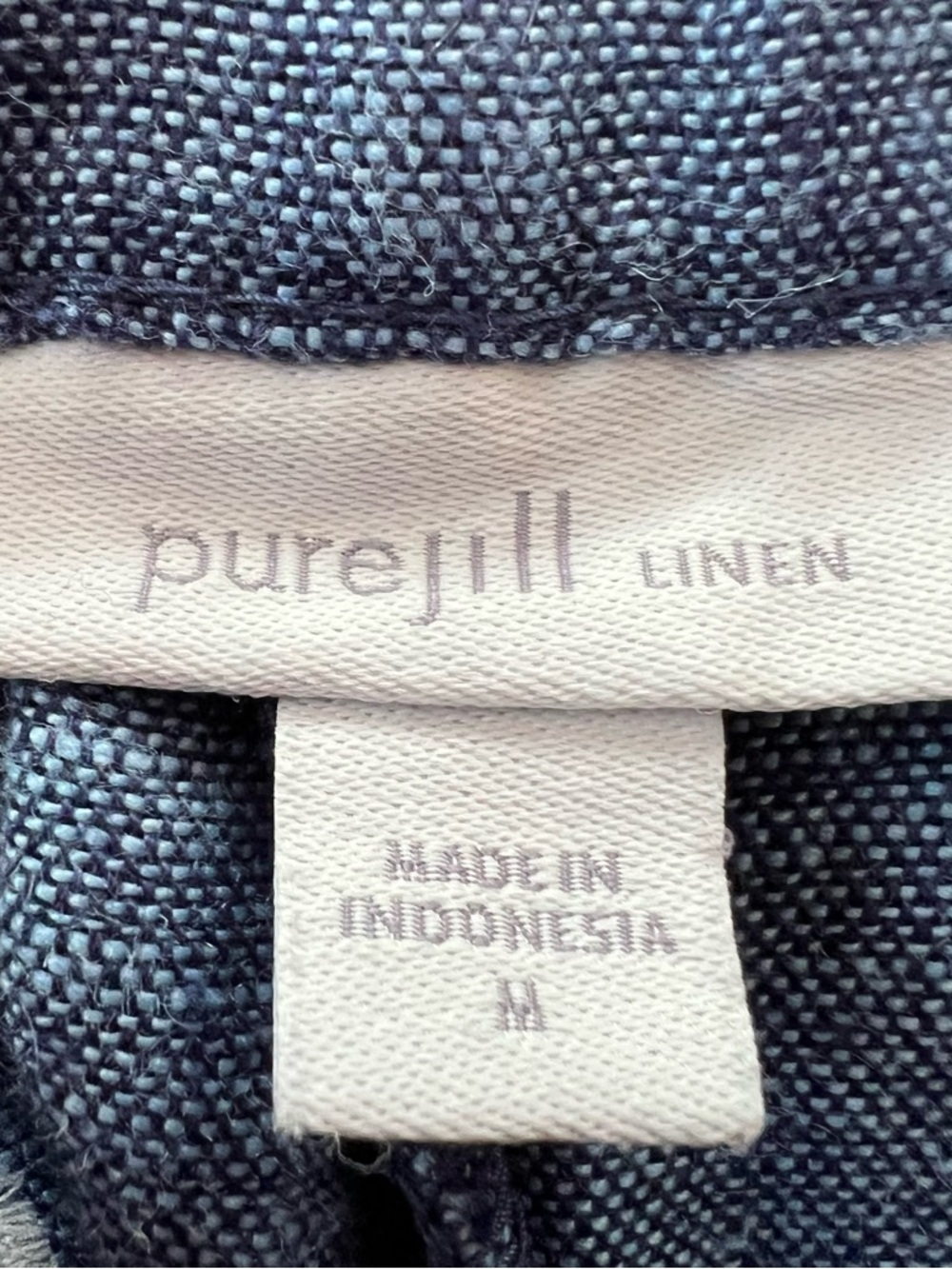 pureJill Linen Blue Cropped Wide-Leg Pants Coastal Cottagecore Poet Soft Comfy - Picture 2 of 11